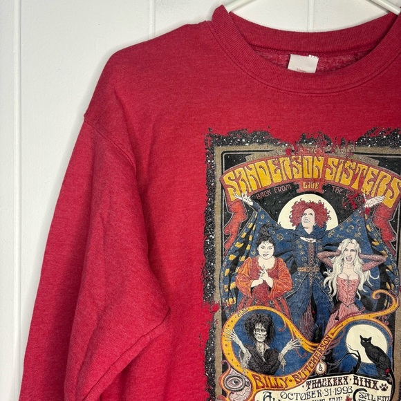 HOCUS POCUS The Sanderson Sisters Crewneck Sweatshirt Hanes Red Halloween Small - Picture 2 of 7